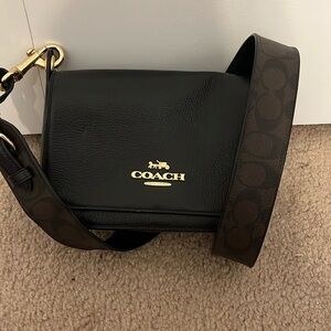 Black leather Coach crossbody